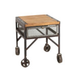Industrial Iron and Wood End Table