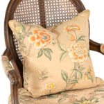 French Louis XVI Style Cane Back Armchair with Floral Upholstery - Image 3