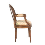 French Louis XVI Style Cane Back Armchair with Floral Upholstery - Image 7