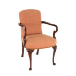 Gooseneck Armchair with Coral Floral Upholstery - Image 2