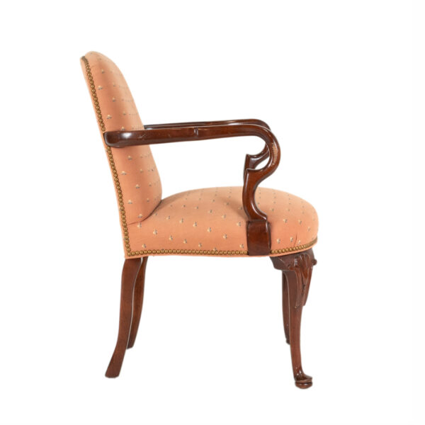 Gooseneck Armchair with Coral Floral Upholstery - Image 6