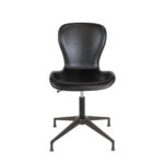 POTTERY BARN Burke Swivel Desk Chair in Black Leather Upholstery