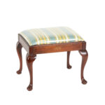 Queen Anne Foot Stool in Striped Upholstery
