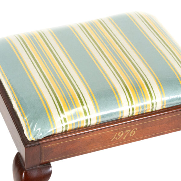 Queen Anne Foot Stool in Striped Upholstery - Image 2