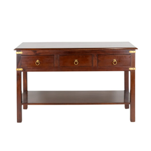 POTTERY BARN Cherry 3 Drawer Console Table - Image 1