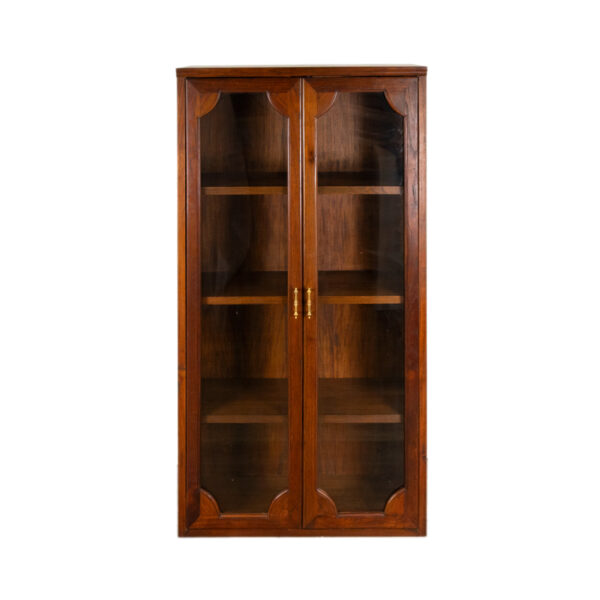 Wood and Glass Door Cabinet with Brass Hardware - Image 1