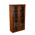 Wood and Glass Door Cabinet with Brass Hardware - Image 3