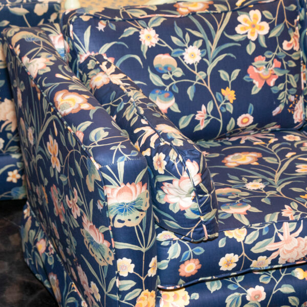 Sofa in Blue Floral Upholstery - Image 2