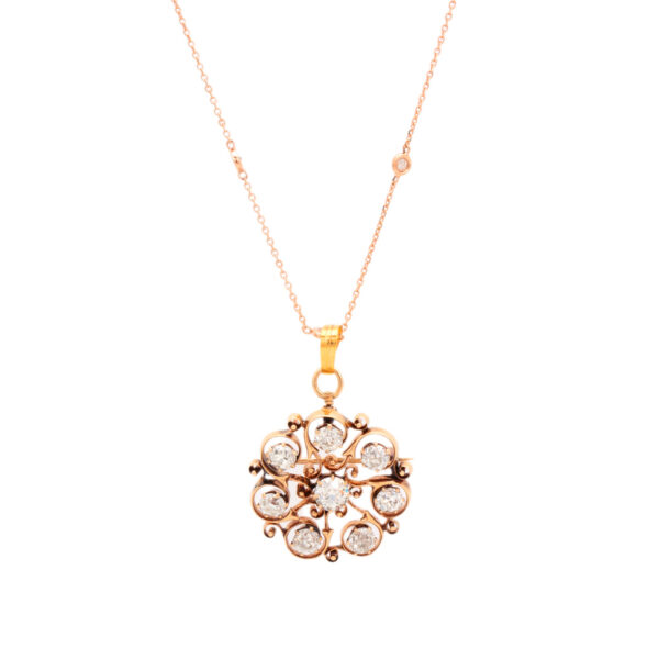 2.93 Carat Total Weight Antique Victorian Pendant Brooch in 14 Karat Gold - Image 1