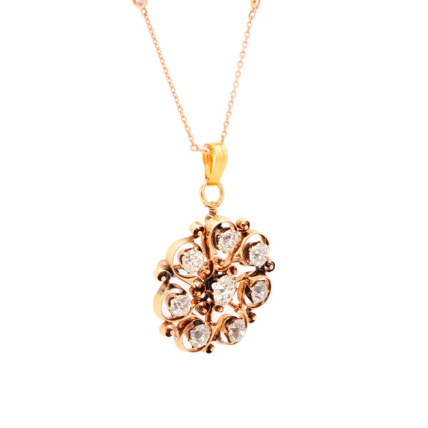 2.93 Carat Total Weight Antique Victorian Pendant Brooch in 14 Karat Gold - Image 2