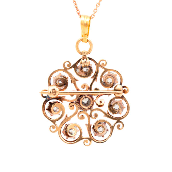 2.93 Carat Total Weight Antique Victorian Pendant Brooch in 14 Karat Gold - Image 3