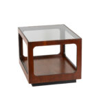Vintage LANE Mid Century Modern Walnut End Table with Smoked Glass Top