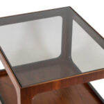 Vintage LANE Mid Century Modern Walnut End Table with Smoked Glass Top - Image 2