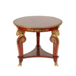 Round Hall Table with Ornate Gold Trim and Ram Head Swag