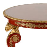 Round Hall Table with Ornate Gold Trim and Ram Head Swag - Image 3