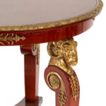 Round Hall Table with Ornate Gold Trim and Ram Head Swag - Image 4