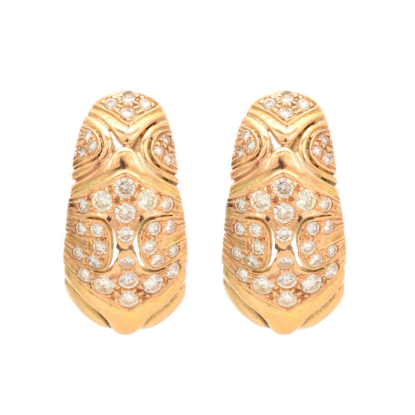 Pair of 3 Carat Total Weight Diamond Scarab Earrings in 14 Karat Gold - Image 1