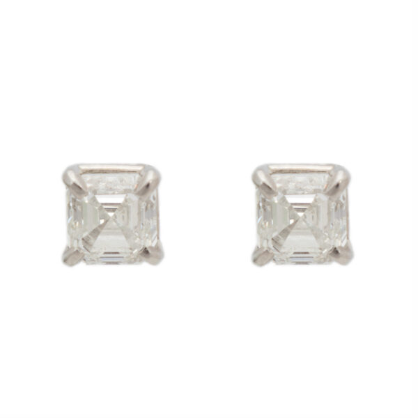 Pair of 2 Carat Total Weight Diamond Stud Earrings in Platinum - Image 1