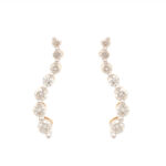 Pair of Diamond Wave Drop Earrings in 14 Karat Gold