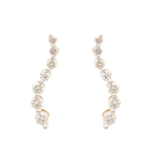 Pair of Diamond Wave Drop Earrings in 14 Karat Gold - Image 1