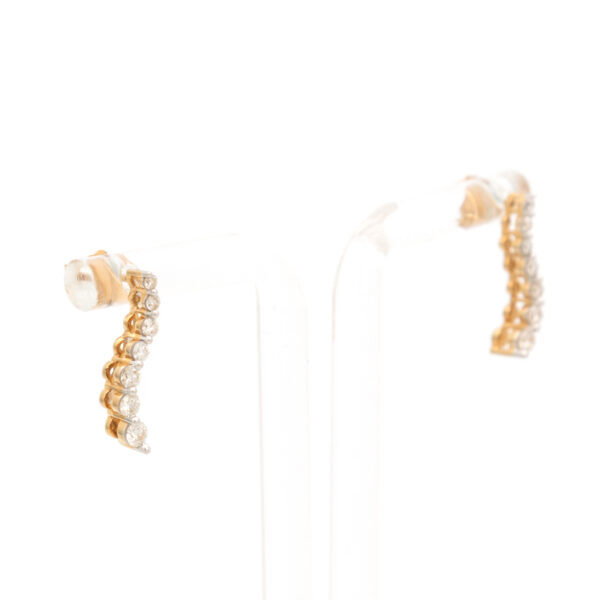 Pair of Diamond Wave Drop Earrings in 14 Karat Gold - Image 2
