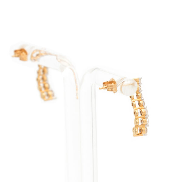 Pair of Diamond Wave Drop Earrings in 14 Karat Gold - Image 3