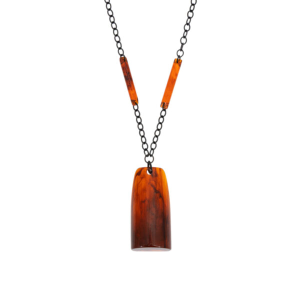 Vintage Bakelite Pendant Necklace on Black Chain - Image 1