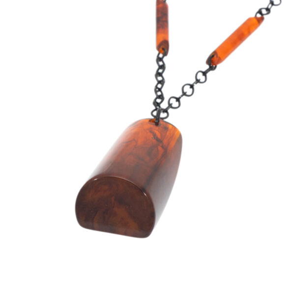 Vintage Bakelite Pendant Necklace on Black Chain - Image 2