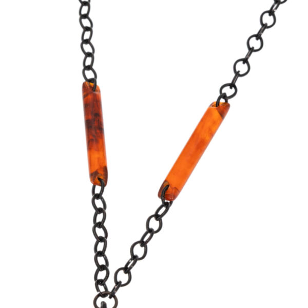 Vintage Bakelite Pendant Necklace on Black Chain - Image 3