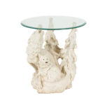 Glass Top White Wolf End Table with Water Feature