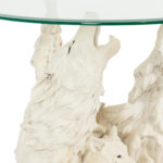 Glass Top White Wolf End Table with Water Feature - Image 2