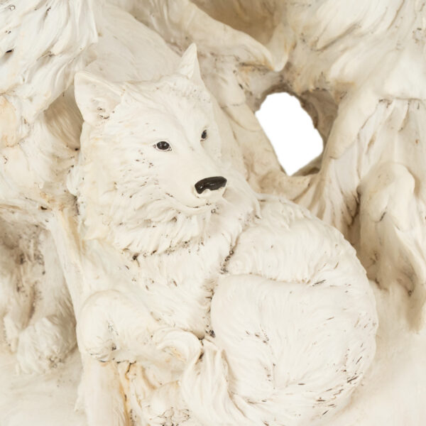 Glass Top White Wolf End Table with Water Feature - Image 3