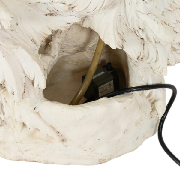 Glass Top White Wolf End Table with Water Feature - Image 5