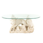 Glass Top White Wolf Coffee Table