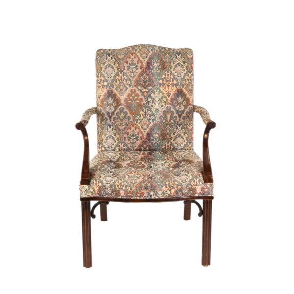 CENTURY Wood Framed Armchair with Tapestry Style Upholstery - Image 1
