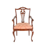 Chippendale Wood Framed Armchair in Custom Pink Floral Upholstery