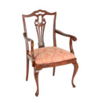 Chippendale Wood Framed Armchair in Custom Pink Floral Upholstery - Image 2