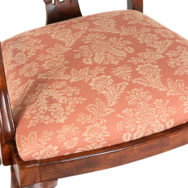 Chippendale Wood Framed Armchair in Custom Pink Floral Upholstery - Image 4