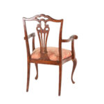 Chippendale Wood Framed Armchair in Custom Pink Floral Upholstery - Image 7