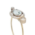 Antique Aquamarine and Diamond Ring in 14 Karat Gold - Image 2