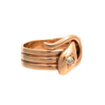 Antique Victorian Snake Ring with Diamond Accent in 10 Karat Gold - Image 3