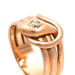 Antique Victorian Snake Ring with Diamond Accent in 10 Karat Gold - Image 2