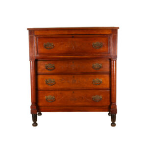 Antique 4 Drawer Dresser with Pencil Inlay and Column Accents