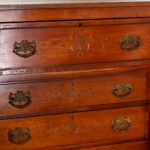 Antique 4 Drawer Dresser with Pencil Inlay and Column Accents - Image 4