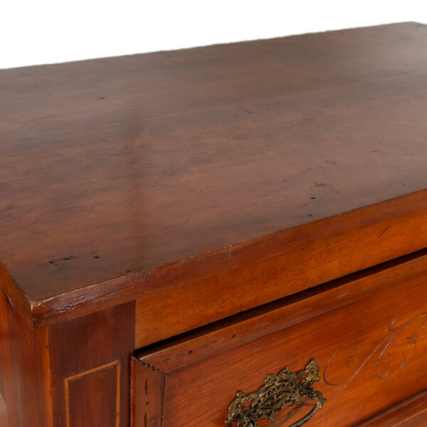 Antique 4 Drawer Dresser with Pencil Inlay and Column Accents - Image 3