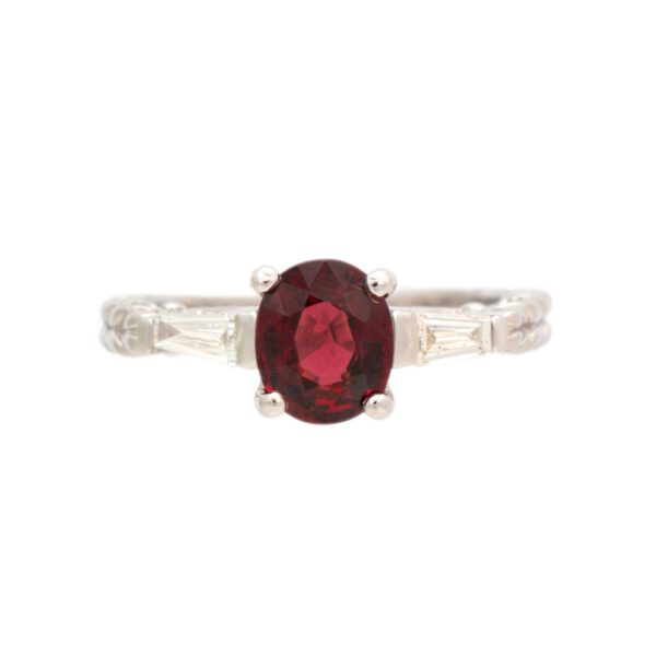 Garnet and Diamond Ring in 14 Karat Gold - Image 1