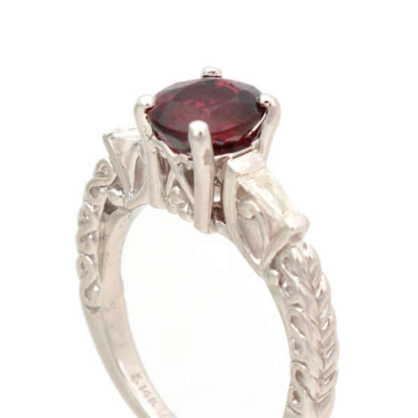 Garnet and Diamond Ring in 14 Karat Gold - Image 2
