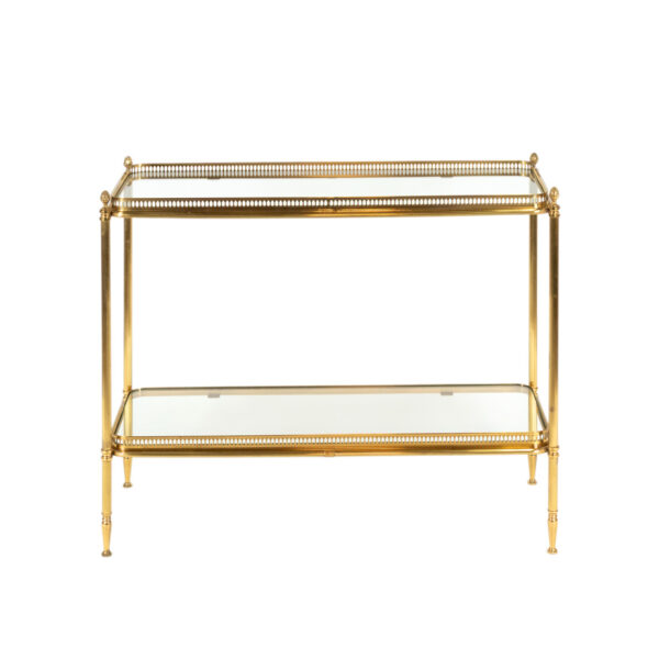 Vintage Brass and Glass Two Tier Bar Table - Image 1
