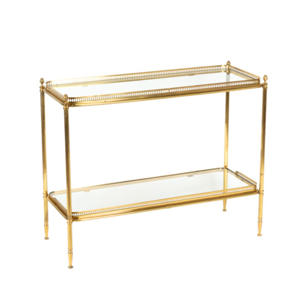 Vintage Brass and Glass Two Tier Bar Table - Image 2