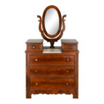 Antique Victorian Walnut Three Drawer Chest with Mirror